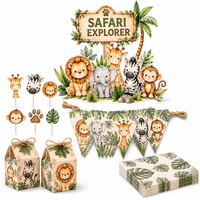 Décoration de gâteau personnalisée animaux de la savane, topper écologique pour cupcakes sur le thème de la jungle pour baby shower et fêtes d'anniversaire d'enfants