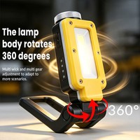 Lampe de travail compacte à 8 modes, multi-angles réglables, XTE COB LED, rechargeable, lampe d'inspection avec support magnétique, lampe de réparation pour atelier