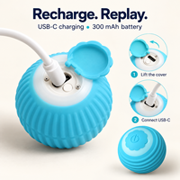 Jouet interactif automatique pour chat en silicone souple rechargeable par USB-C avec lumière LED roulante automatique pour jouer en intérieur