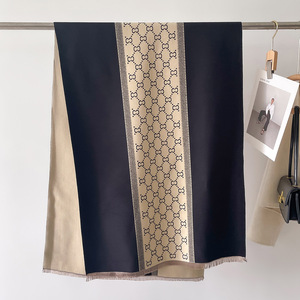 Écharpe en cachemire de luxe YK, nouvelle collection, vert beige, lettres, couture de couleur, épaisse, longue, châle en pashmina, imprimé double face, hiver, femme - Product Image 5