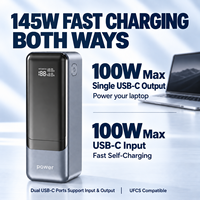 Batterie externe pour ordinateur portable 27000mAh 145W, charge rapide 100W, chargeur portable avec écran numérique intelligent et prise UFCS