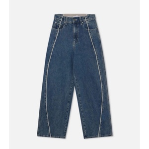 Pantalones Vaqueros Cleanfit para Hombre 2025 con Costuras en Contraste - Estilo Vintage Lavado, Anchos y Holgados, Ropa Urbana Informal - Product Image 1