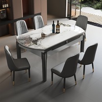 Ensemble table et chaises en pierre frittée, design moderne et minimaliste, durable, extensible, mobilier pour petites maisons, hôtels, parcs