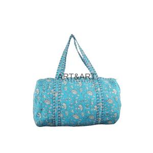 Bolsa de gimnasio con estampado floral bohemio de verano hecha a mano, lona con cremallera multifloral con dos correas, estilo de dama para uso en la playa, viajes, Oficina - Product Image 2