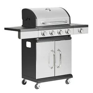 13.7KW stainless steel 4+1 burner Gas BBQ Mixed Grill Indoor Family Event Party