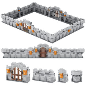Blocs <span class=keywords><strong>de</strong></span> construction MOC, Scène <span class=keywords><strong>de</strong></span> château médiéval, Murs, tours, tours d'angle, soldats <span class=keywords><strong>de</strong></span> siège, défense, bataille, jouet d'assemblage en plastique DIY - Product Image 1