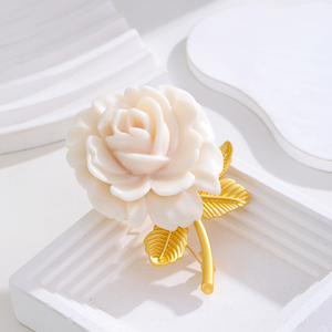 Venta al por mayor de joyería de flores de lujo broche de Rosa Blanca de moda de las mujeres crema flor pecho flor <span class=keywords><strong>boda</strong></span> fiesta Rosa broche - Product Image 4