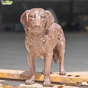 YOUFINE Özel Yapım Gerçek Boyutta Ev Bahçesi Dekoratif Metal Bronz Golden Retriever Köpek Heykeli - Product Image 4