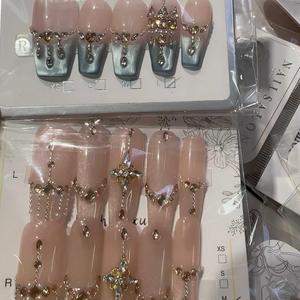<span class=keywords><strong>Faux</strong></span> <span class=keywords><strong>ongles</strong></span> carrés courts à presser, motifs aléatoires, 10 pièces/ensemble, faciles à appliquer pour les débutants - Product Image 3
