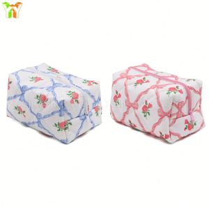 Floral Quilted Bag for Women Cosmetic Toiletries Large Capacity <b>Makeup</b> Pouch Toiletry Organizer <b>Case</b> - Product Image 2