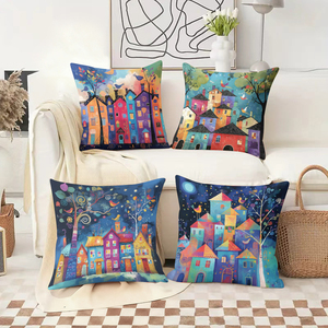 Coussins de village colorés et fantaisistes, décorés de chaussettes festives et de bois de cerf, pour un salon douillet. - Product Image 2