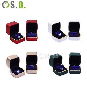 Cajas de lujo al por mayor, azules y rosas, personalizadas, premium, de plástico, con luz LED, para collares, pulseras, anillos, pendientes, cajas para joyería. - Product Image 2