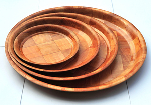 Juego de platos de madera de 12 "con cuencos novedosos, vajilla de ensalada hecha a mano ecológica duradera para restaurantes y hoteles - Product Image 5