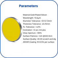 Lentille convexe personnalisable pour machine laser CO2 avec revêtement doré, longueur d'onde 1064 nm, état neuf, miroirs laser en silicium compatibles OEM