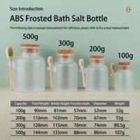 Bouteille de sel de bain ABS 100g 300g 500g Bouteilles en plastique givré pour crème cosmétique Bouteille à couvercle en liège avec cuillère en bois