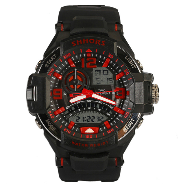 Double Movement Digital SHHORS Digital Watches for Men Boys Waterproof LED Light Fashion Wrist Watch