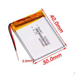 사용자 정의 <span class=keywords><strong>303040</strong></span> 600mah 350mah <span class=keywords><strong>3.7v</strong></span> 리튬 폴리머 배터리 리튬 이온 셀 충전식 배터리 <span class=keywords><strong>Lipo</strong></span> 배터리 - Product Image 2
