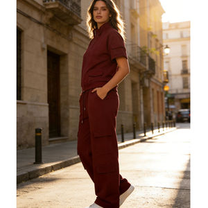 Tuta da <span class=keywords><strong>Donna</strong></span> Personalizzata con Logo Privato, Completo Sportivo a Due Pezzi con Collo a O, Tuta da Jogging - Product Image 2