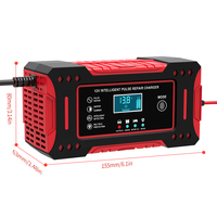 Chargeur de batterie de voiture 12 volts, réparation par impulsions, portable, sortie 6A, affichage, fonction automatique, compatible moto, EU/UK, 90W