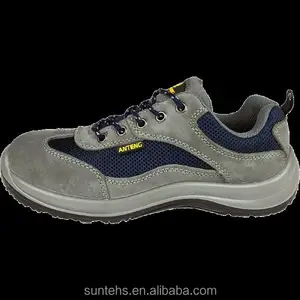 Gray Cow Suede Security Shoes Steel Toe Sandwich Lining High Elastic Sponge Insole Shoes