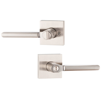 Poignée de porte d'entrée robuste Cylock, finition nickel brossé, en zinc plaqué, avec clé, pour portes d'entrée de haute qualité