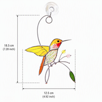 Attrape-soleil artisanal Art Déco en vitrail, colibri, ornement mural pour la maison et le jardin, cadeau de fête des Mères, oiseau