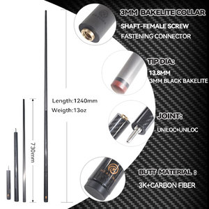 Uniloc 13.8mm sợi carbon hồ bơi <span class=keywords><strong>Cue</strong></span> chất lượng tốt nhất Nhảy/phá vỡ <span class=keywords><strong>Cue</strong></span> với nhà máy trực tiếp mông tay áo cho Snooker & bi-a người chơi - Product Image 2