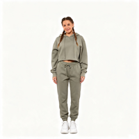 Ensemble de survêtement 2 pièces en coton pour femme avec logo personnalisé, sweat à capuche et pantalon de jogging de haute qualité pour la gym