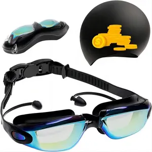 Anti Fog Waterproof Swim Goggles No Leaking UV Protection, Clear Vision, Swim Goggles with Earplugs High Elastic Silicone Strap