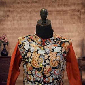 Rust Orange Kurta <b>Pajama</b> <b>Set</b> Asymmetric Hem Textured Long Sleeve Traditional Indian Ethnic Wedding Festive Party Wear - Product Image 1