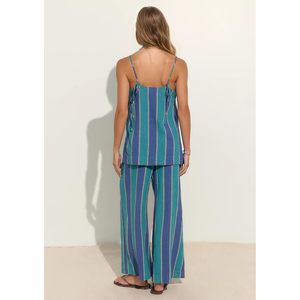Women 2 Piece Striped Lounge Set Sleeveless Camisole <b>Top</b> Wide Leg Pants Matching Loose Beach Summer Casual Wear - Product Image 3