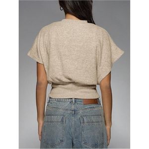 เสื้อครอปถักนิตติ้งแขนโดลแมนสำหรับผู้หญิง FOXA สไตล์ลำลองสำหรับฤดูใบไม้ผลิและฤดูร้อน เนื้อผ้านุ่ม สวมใส่สบาย - Product Image 2