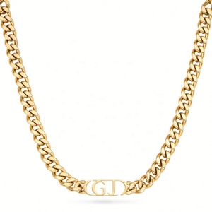 Collier ras du cou personnalisé de luxe en acier inoxydable, étanche, avec initiale épaisse, chaîne cubaine, bijoux tendance pour femme - Product Image 1