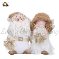 Zaves 10 pouces mignon poupée or blanc père noël article décor intérieur flocon de neige accessoires en peluche chaud chapeau noël décor à la maison