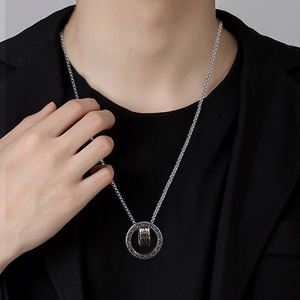 Collier vintage thaïlandais plaqué argent avec pendentif Œil de Dieu pour hommes et femmes, bijoux de couple chinois, bague porte-bonheur attirant la chance - Product Image 5