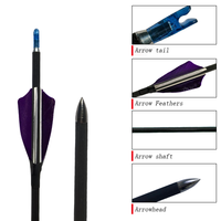 Flèches en carbone anti-crevaison True Feather Mix, conçues avec précision pour l'entraînement et la chasse, flèches pour arcs à poulies et arcs classiques
