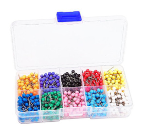 Thép điểm tròn đầu vẽ chân văn phòng nhựa bóng bản đồ đinh với đầu tròn đẩy chân - Product Image 5