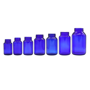 Offre Spéciale 120cc 200ml bouteille en verre à large bouche en verre bleu cobalt avec bouchon en plastique pour tablette - Product Image 2