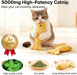 ของเล่นแมว 3 ขนาด รูปปลา ของเล่นแบบมีปฏิสัมพันธ์ พร้อมแคทนิป สำหรับแมวเล่น - Product Image 2