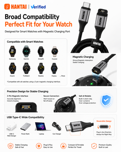 <span class=keywords><strong>C</strong></span>âble de charge <span class=keywords><strong>USB</strong></span> <span class=keywords><strong>C</strong></span> vers <span class=keywords><strong>Garmin</strong></span> HANTAI, cordon de charge en nylon tressé compatible avec <span class=keywords><strong>Garmin</strong></span> Fenix 7 6 5 Pro Sapphire Forerunner - Product Image 3