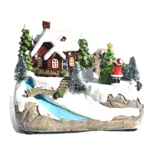 クリスマス発光小さな家の装飾ヨーロッパの創造的な音楽LEDランタン樹脂雪クリスマスの装飾