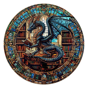 Puzzle rond en bois Dragon Magique Fantastique, design artisanal en vitrail, fourniture d'usine, puzzle OEM pour collectionneurs adultes - Product Image 1