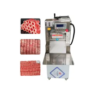 Máquina comercial automática de corte de carne congelada para carneiro, rolo de carne de cordeiro em aço inoxidável, cortador de bacon e carne congelada, venda