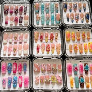 10 Uñas Postizas de Marca Privada, Hermosas y Lujosas, Hechas a Mano, Acrílicas, Personalizadas, Gruesas, <span class=keywords><strong>con</strong></span> Cristal, Uñas Artificiales - Product Image 5