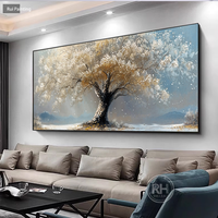 Peinture acrylique abstraite peinte à la main, Arbre de Vie, décoration murale pour salon, couleur Morandi