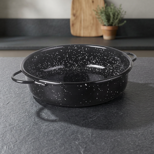 Mini Casseruola Smalt in Ceramica Nera Macchiettata 24 Cm con Manici, Design Retrò, Adatta per Gas e Induzione, Sicura per Forno, per Cuocere e Servire - Product Image 3