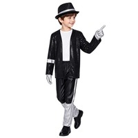 Costume de scène pour chanteur pop adulte MJ avec chapeau et gants, pour Halloween, carnaval, fête, danse