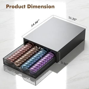 Organizador de Cápsulas de Café Compatible con Nespresso <span class=keywords><strong>Vertuo</strong></span> y K-Cup, Capacidad para 60 Cápsulas Pequeñas o 40 Cápsulas Grandes, Cápsulas Metálicas - Product Image 2