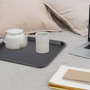 <span class=keywords><strong>Plateau</strong></span> de restauration rapide noir 18 x 14 pouces, grands plateaux rectangulaires pour restaurants, plateaux en plastique pour cafétéria, plateaux pour le déjeuner scolaire - Product Image 4