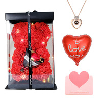 Zeepbloemen Rozenbeer Knuffelboeket Verjaardag Valentijnsdag Creatief Cadeau Rozenbeer met Cadeaubox